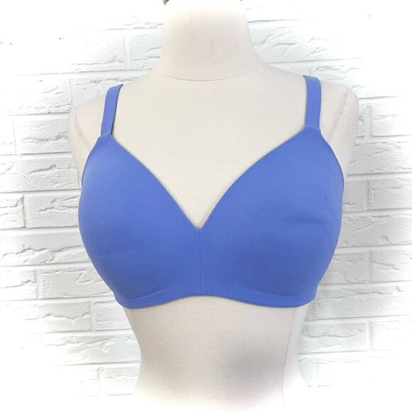 Wacoal How Perfect Soft Cup Wireless Blue Bra 852189 Size  32DD - Picture 2 of 4